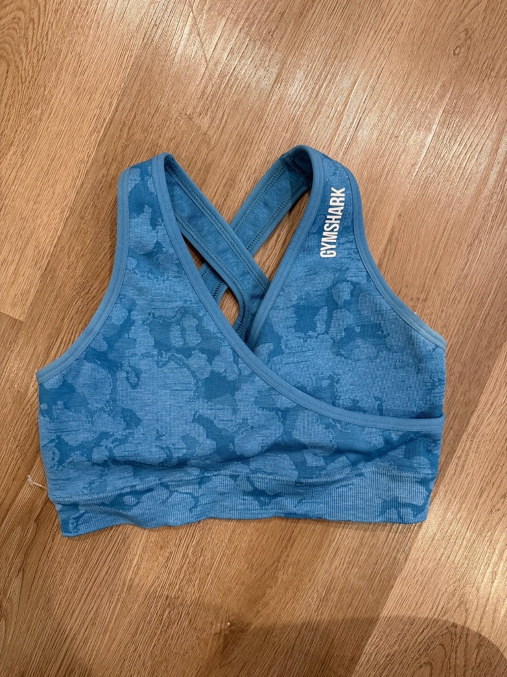 Gymshark Teal Patterned Seamless Cross-Back Sports Bra